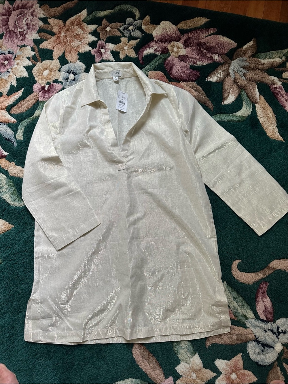 J. Crew Cream Shimmery Lightweight Tunic Jacket NWT